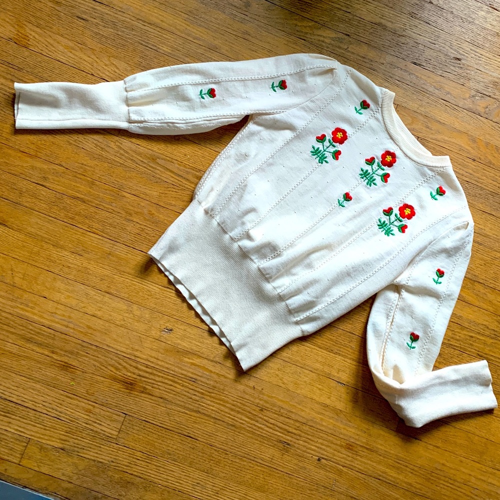 Sweetest  Pointelle Embroidered Flower Sweater 💐